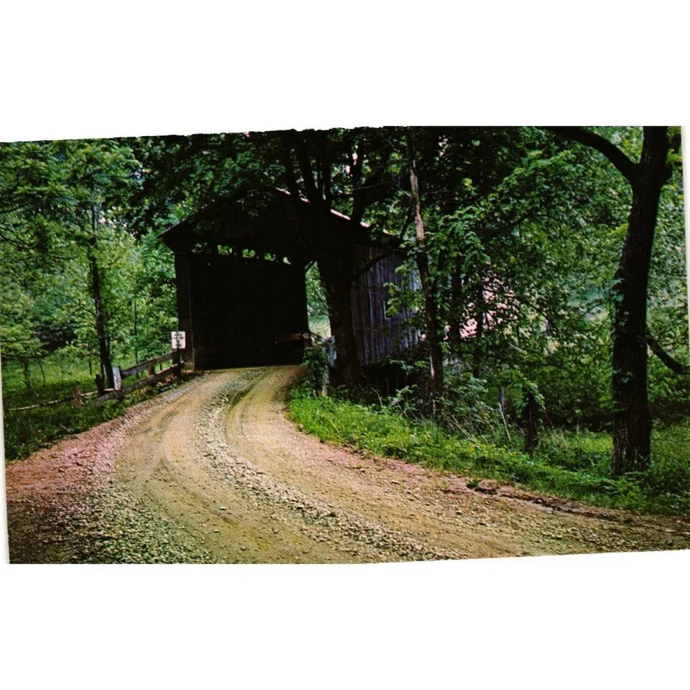 Vintage Washington County Henry Covered Bridge Postcard Cutler Ohio 1960s